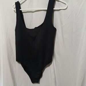 New Day Slim Fit Bodysuit Womens Large Sleeveless Square Neck Black